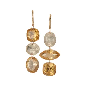 Triple Drop Gem Earrings - Citrine   Yellow Labradorite