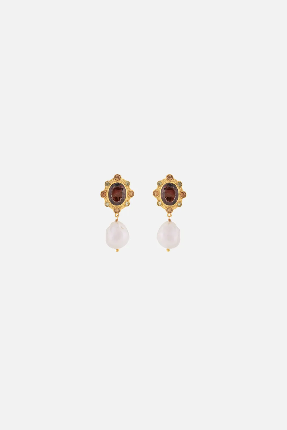 VIVI SMOKEY QUARTZ AND PEARL EARRINGS MULTI