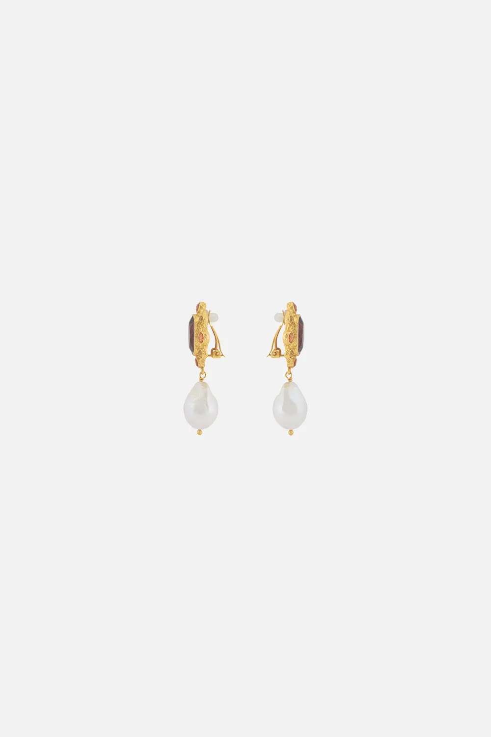 VIVI SMOKEY QUARTZ AND PEARL EARRINGS MULTI