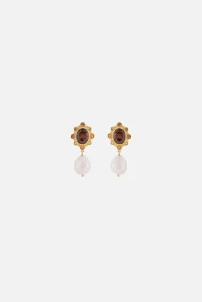 VIVI SMOKEY QUARTZ AND PEARL EARRINGS MULTI