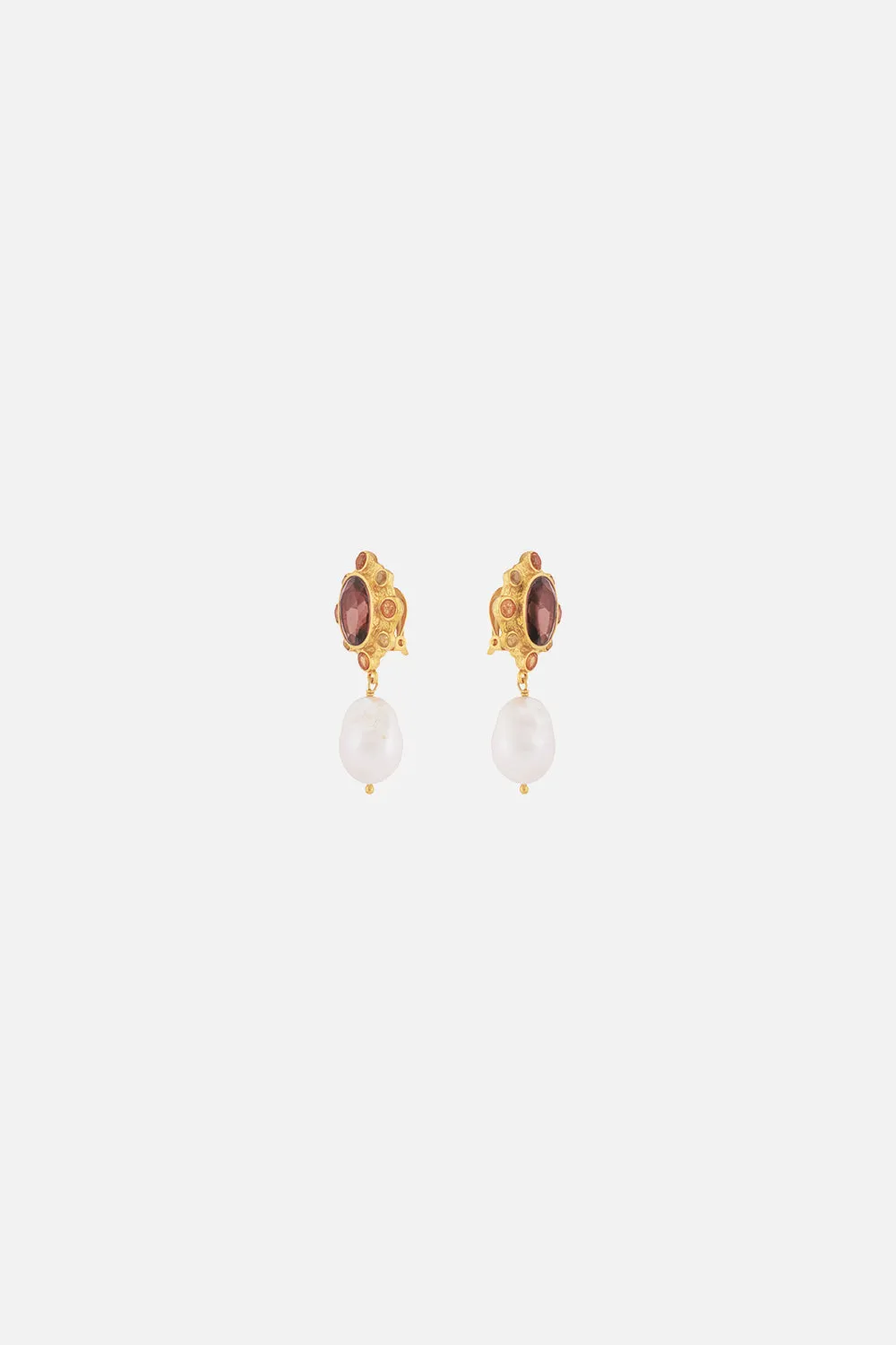 VIVI SMOKEY QUARTZ AND PEARL EARRINGS MULTI