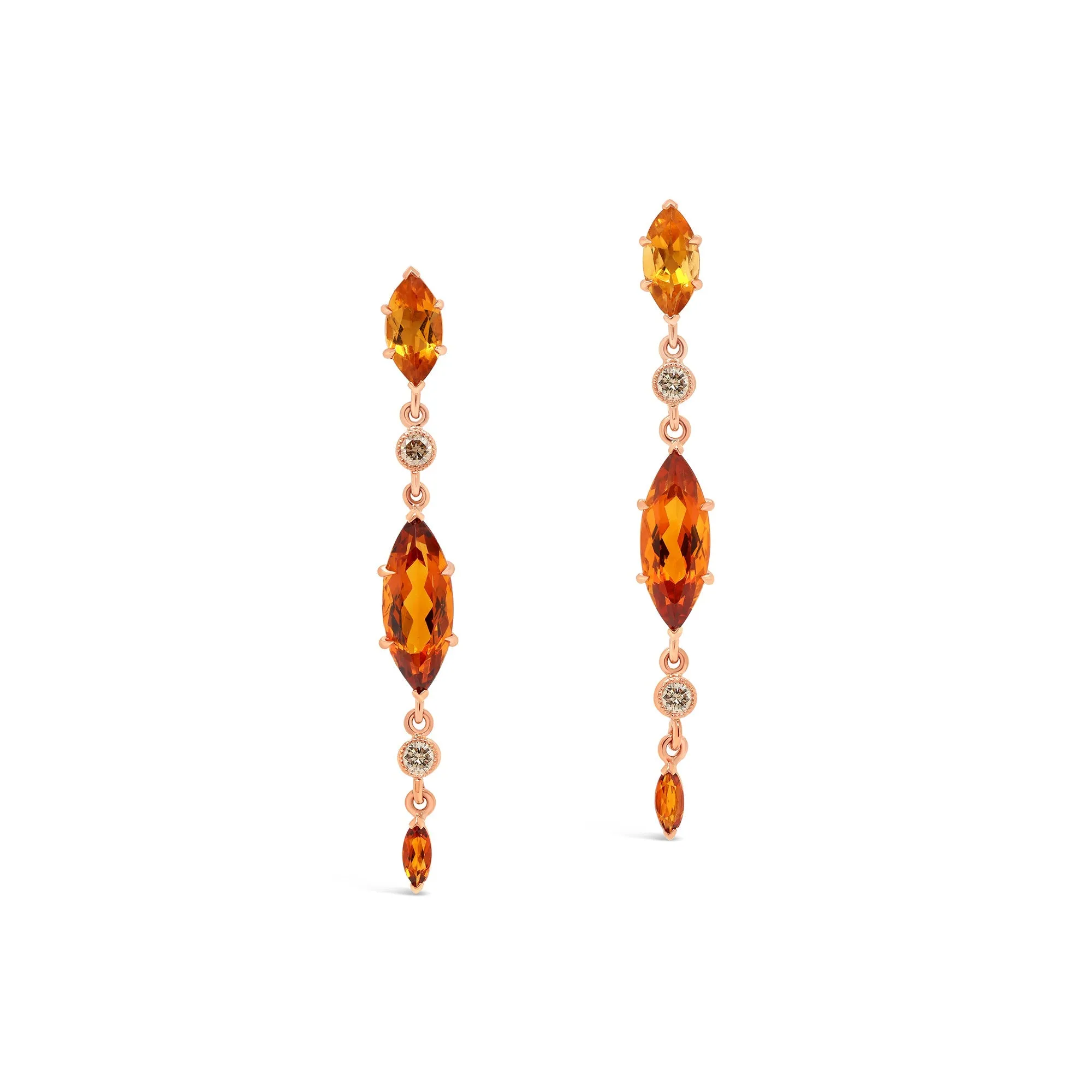 Woodlands Citrine & Cognac Diamond Drop Earrings