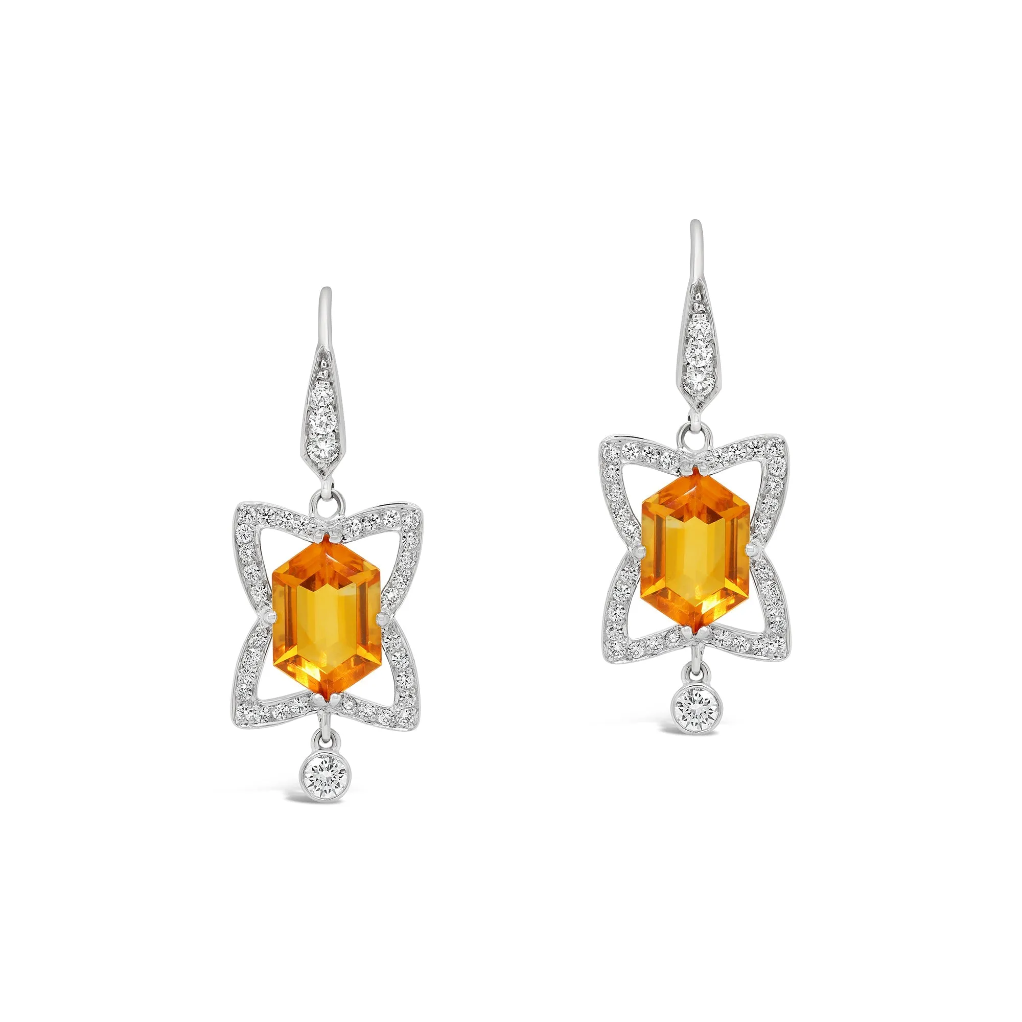 Woodlands Golden Citrine & Diamond Earrings
