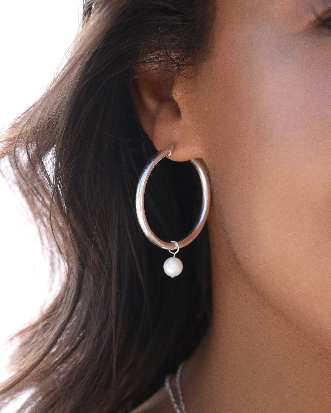 X-Large Freshwater Pearl Drop Earrings  - Sterling Silver