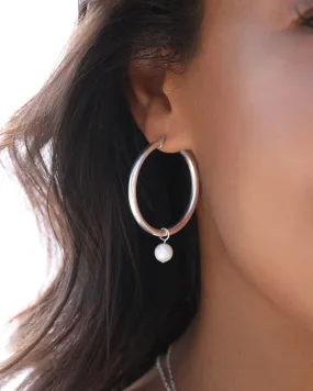 X-Large Freshwater Pearl Drop Earrings  - Sterling Silver