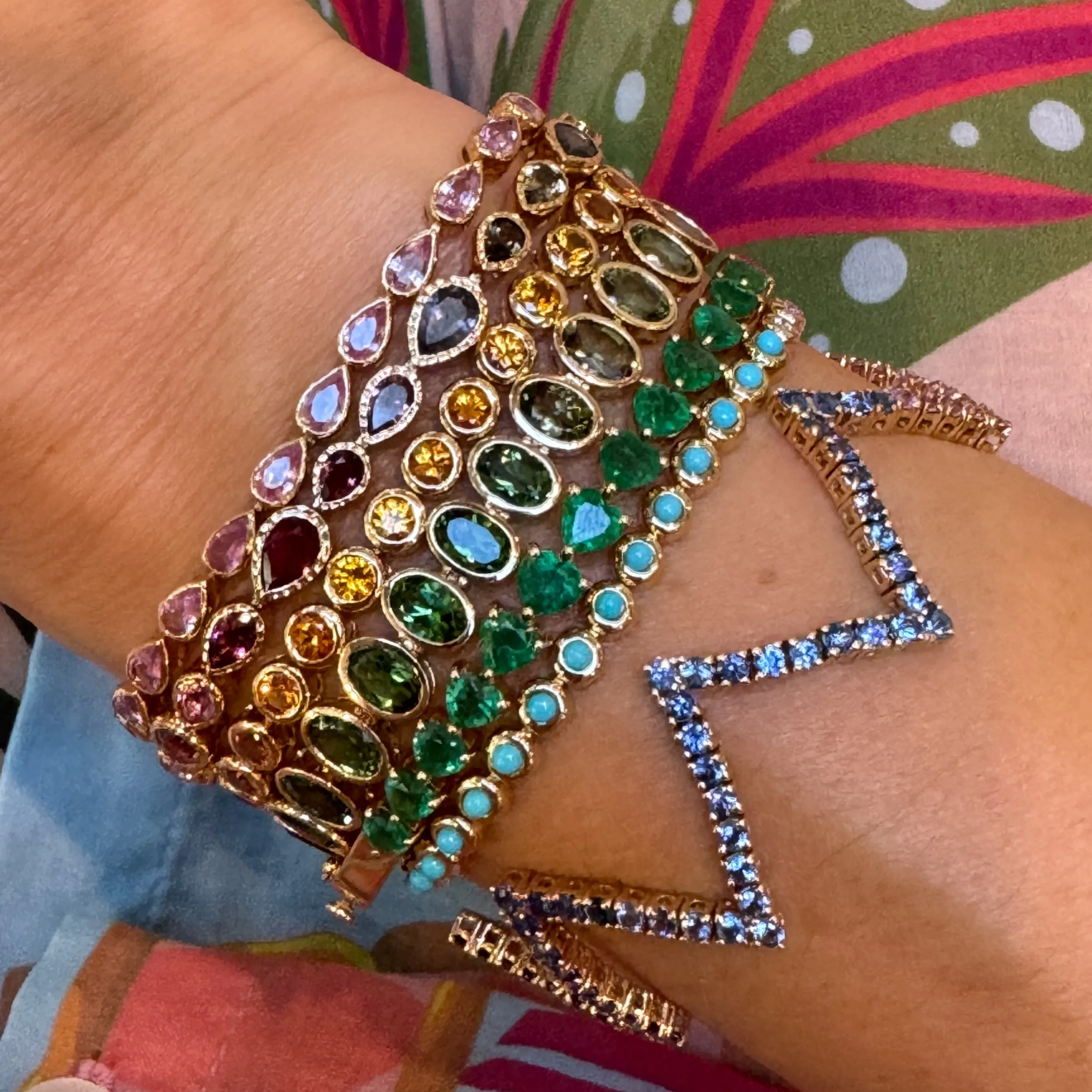 Zig Zag Ruby & Mixed Sapphire Bracelet